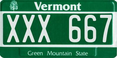 VT license plate XXX667