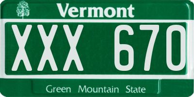 VT license plate XXX670