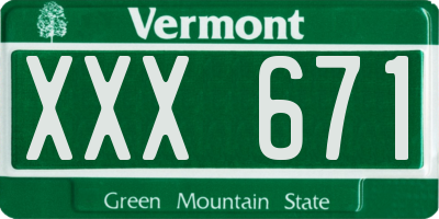 VT license plate XXX671