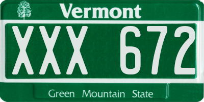 VT license plate XXX672