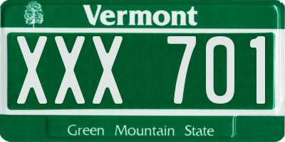 VT license plate XXX701