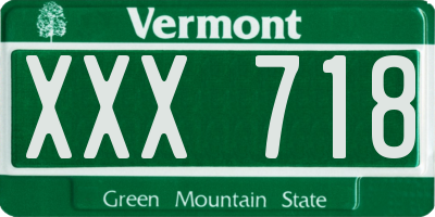 VT license plate XXX718