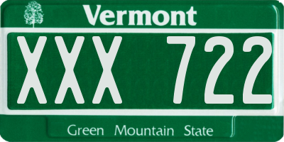 VT license plate XXX722