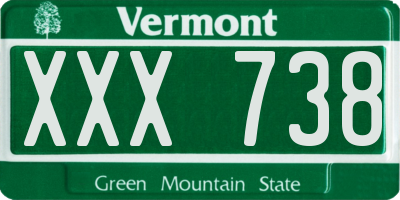 VT license plate XXX738