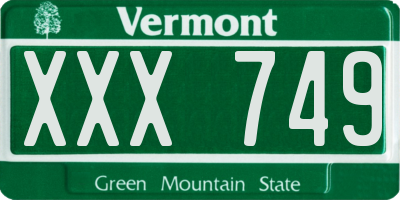 VT license plate XXX749