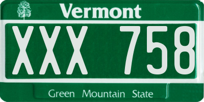 VT license plate XXX758