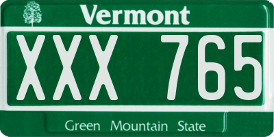 VT license plate XXX765