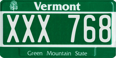 VT license plate XXX768