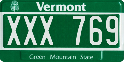 VT license plate XXX769