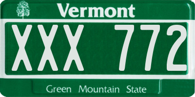 VT license plate XXX772