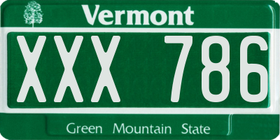 VT license plate XXX786