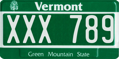 VT license plate XXX789