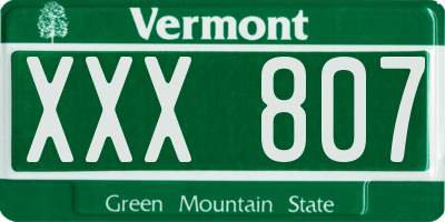 VT license plate XXX807