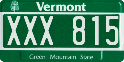 VT license plate XXX815
