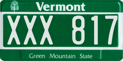 VT license plate XXX817