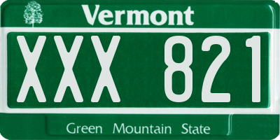 VT license plate XXX821