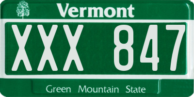 VT license plate XXX847