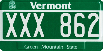 VT license plate XXX862