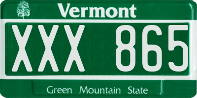 VT license plate XXX865