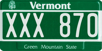 VT license plate XXX870