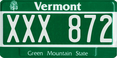 VT license plate XXX872