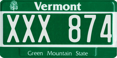 VT license plate XXX874