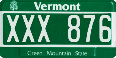 VT license plate XXX876