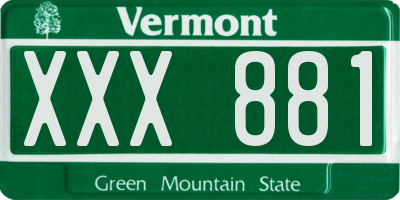 VT license plate XXX881