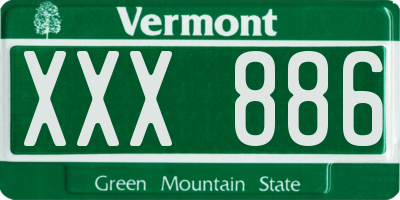 VT license plate XXX886