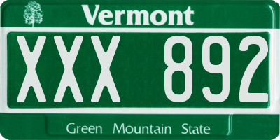 VT license plate XXX892