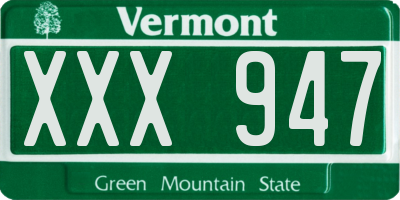 VT license plate XXX947