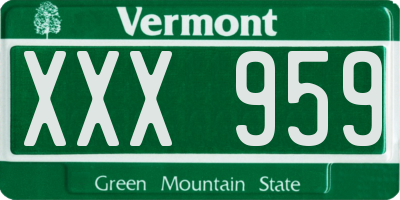 VT license plate XXX959
