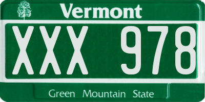 VT license plate XXX978