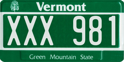 VT license plate XXX981