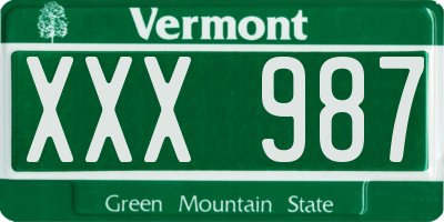 VT license plate XXX987