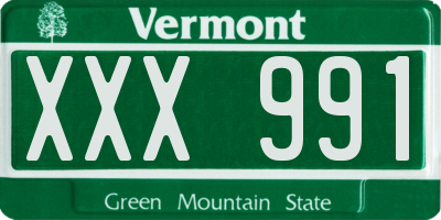 VT license plate XXX991
