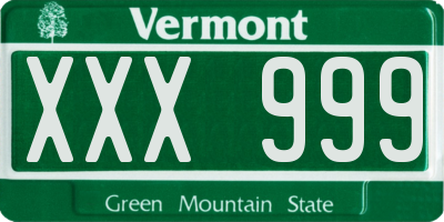 VT license plate XXX999