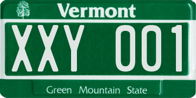 VT license plate XXY001