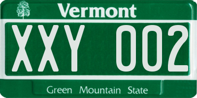 VT license plate XXY002