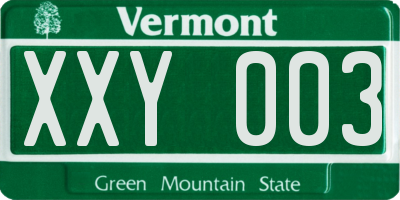 VT license plate XXY003