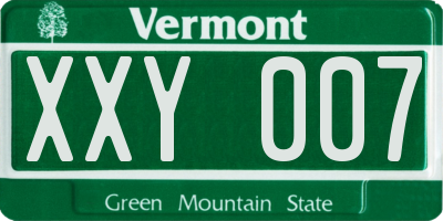 VT license plate XXY007