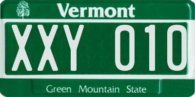 VT license plate XXY010