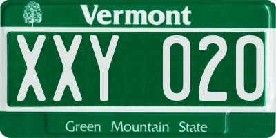 VT license plate XXY020