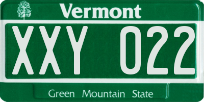 VT license plate XXY022