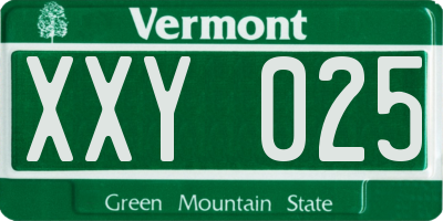 VT license plate XXY025