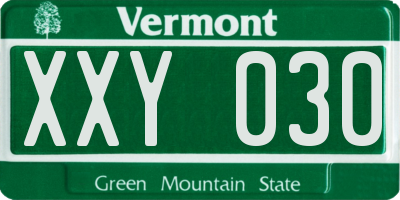 VT license plate XXY030