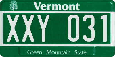 VT license plate XXY031