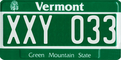 VT license plate XXY033
