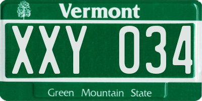 VT license plate XXY034