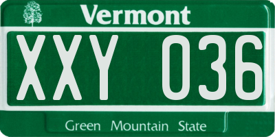 VT license plate XXY036